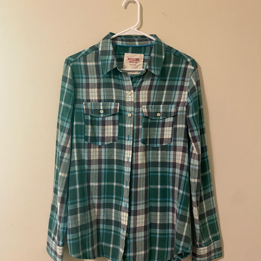 Mossimo Supply Co. Green and Blue Button Down Shirt